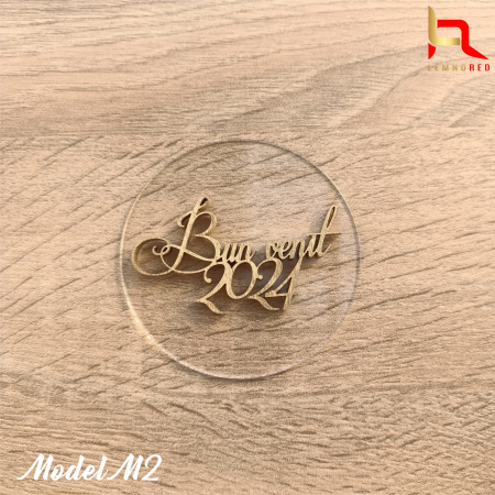 Accesoriu tort din plexiglas + aplicatie lemn "Bun venit 2024!" [3]