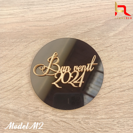 Accesoriu tort din plexiglas + aplicatie lemn "Bun venit 2024!" [4]