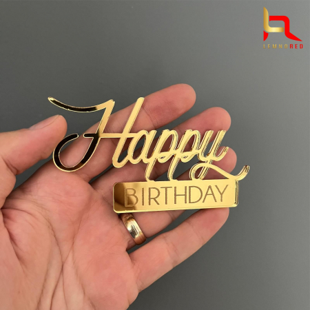 Toppere diverse - Decoratiune laterala pentru tort - gravura HAPPY BIRTHDAY