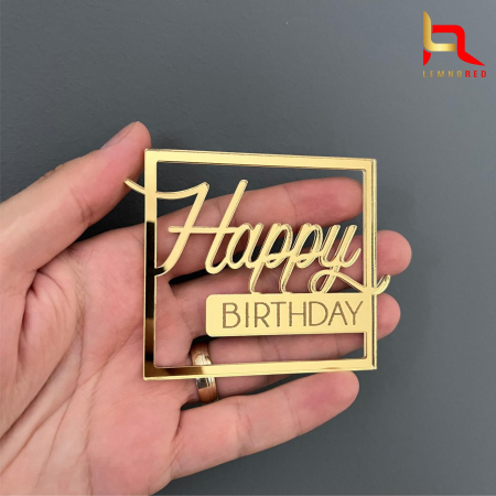 Toppere si ornamente tort - Aplicatie HAPPY BIRTHDAY decupaj si gravura
