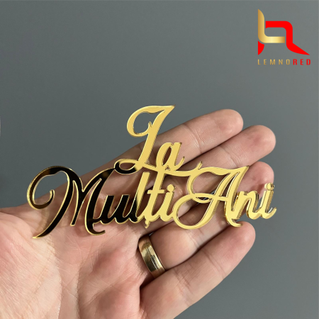 Aplicație laterală pentru tort „La mulți ani” din lemn/plexiglas [1]