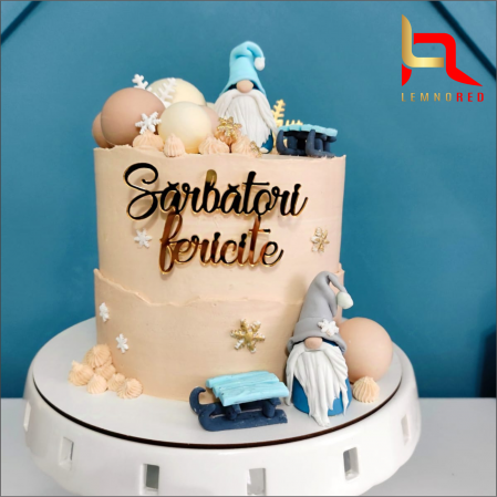 Toppere Craciun - Aplicatie tort SARBATORI FERICITE (oglinda acrilica)