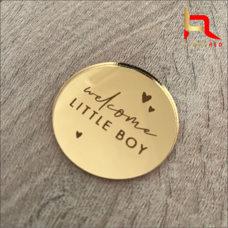 Bănuț decorativ din oglinda acrilica - Welcome LITTLE Boy/Girl [3]