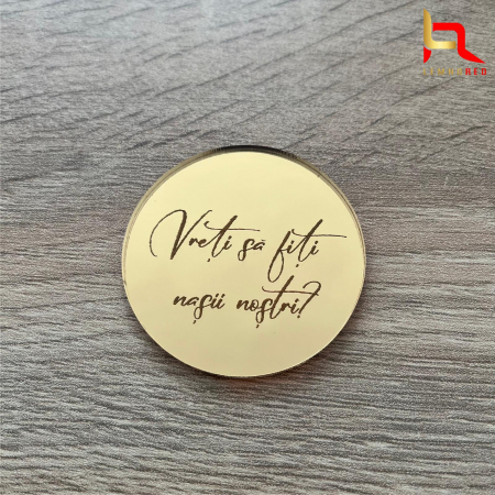 Toppere nunta - Banut decorativ pentru tort "Vreti sa fiti nasii nostri?"