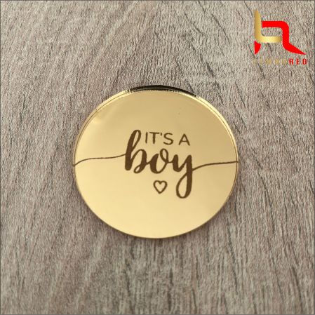 Toppere aniversari - Banut oglinda acrilica - It's a boy/girl