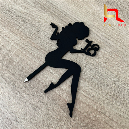 Cake topper aniversare 18 ani - silueta fata [2]