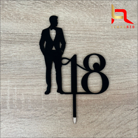 Cake topper aniversare 18 ani - silueta baiat [2]