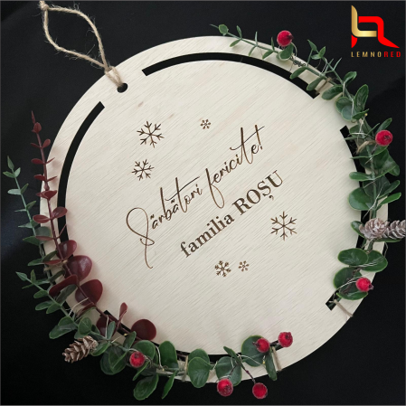 Coroniță de Crăciun Personalizată, din Lemn cu Luminite LED [3]