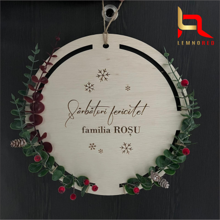 Coroniță de Crăciun Personalizată, din Lemn cu Luminite LED [4]