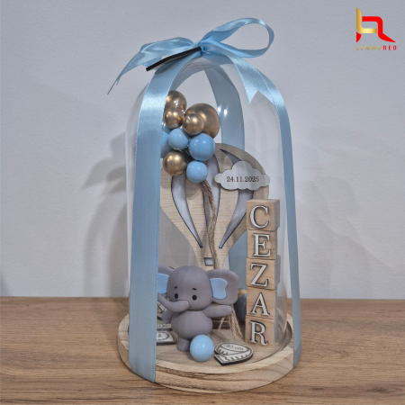 PRODUSUL LUNII - Cupolă din sticlă cu detalii personalizate – cadou special la nașterea bebelușului