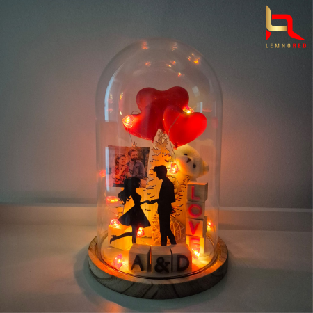 PRODUSUL LUNII - Cupola Personalizata pentru Cupluri – Cadou Romantic cu Luminite & Poza