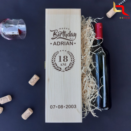 Cutii pentru vin - Cutie de vin personalizata 18 ANI - MAJORAT