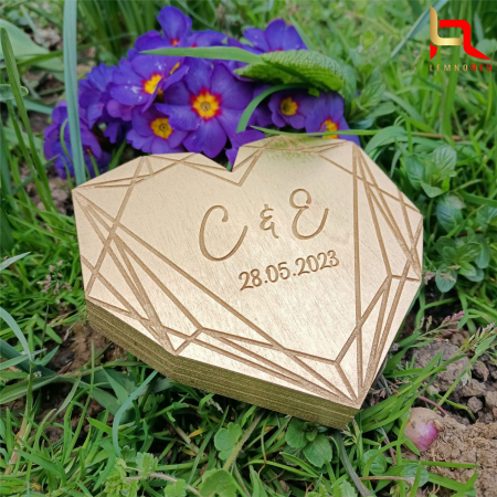 Cutii verighete - Cutie verighete personalizata GEOMETRIC HEART