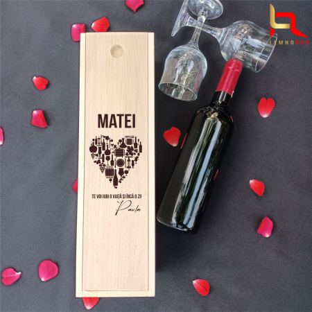 Cutii pentru vin - Cutie de vin personalizata pentru IUBIT