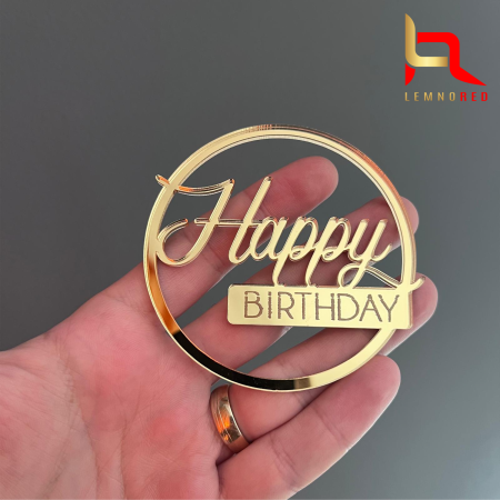 Toppere diverse - Decor rotund cu inscriptia Happy Birthday