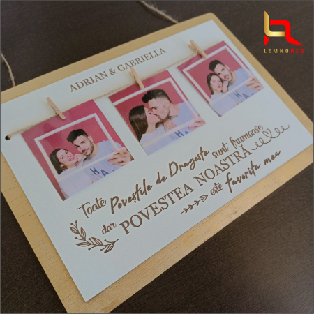 Decoratiune cu 3 poze pentru INDRAGOSTITI - PERSONALIZARE NUME [3]