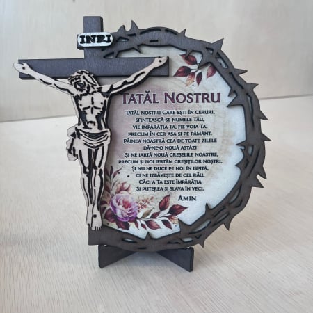 Religioase - Decoratiune religioasa TATAL NOSTRU - cadou din lemn