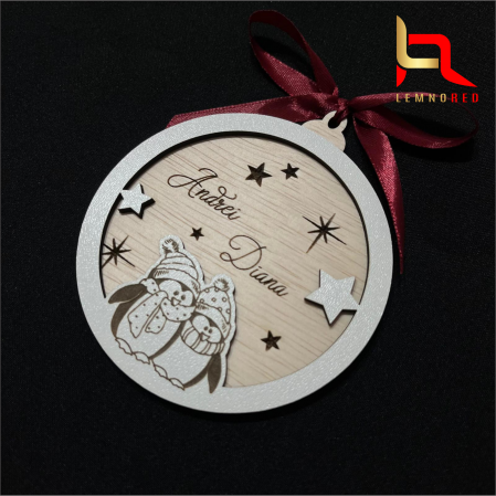 Decoratiune brad personalizata cuplu (LOVELY PENGUINS) [1]