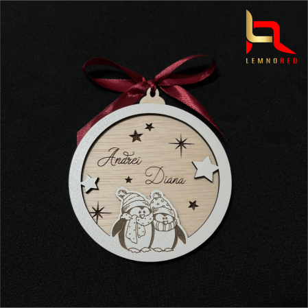 Evenimente speciale - Decoratiune brad personalizata cuplu (LOVELY PENGUINS)