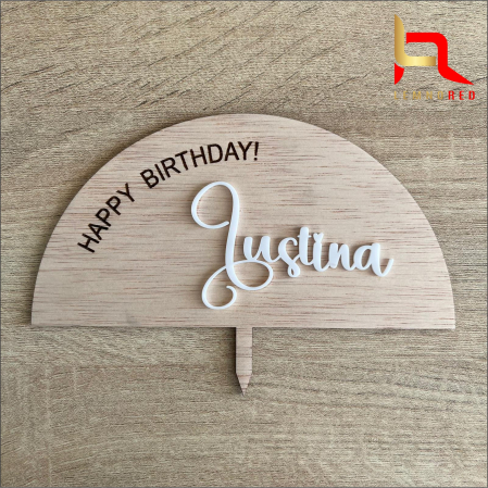 Decoratiune tort cu text personalizat (lemn+plexiglas) [1]
