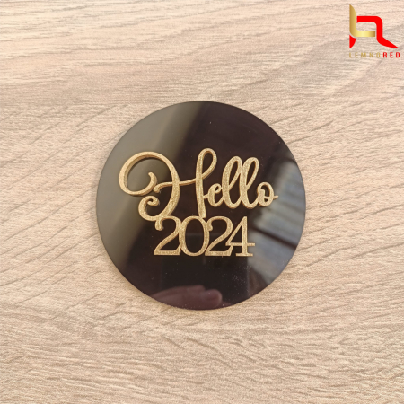 Toppere Craciun - Decoratiune tort din plexiglas + lemn (HELLO 2024)