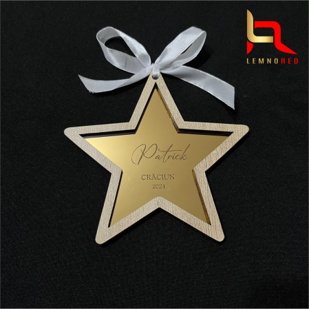 Evenimente speciale - Decoratiune stea personalizata, pentru bradul de Craciun
