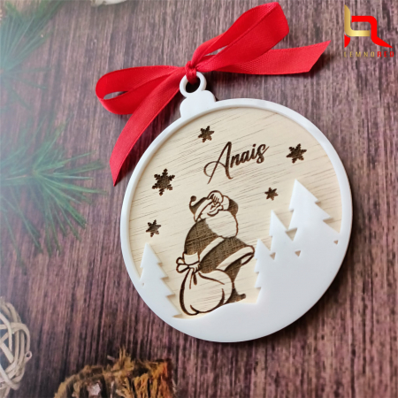 Glob personalizat nume (lemn & plexiglas alb) GPA4 [1]