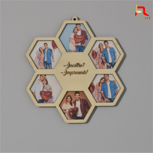 Indragostiti - Rama foto personalizata 6 hexagoane