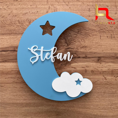 Lampa de veghe personalizata pentru baietel LUNA - cu nume si lumina LED [1]