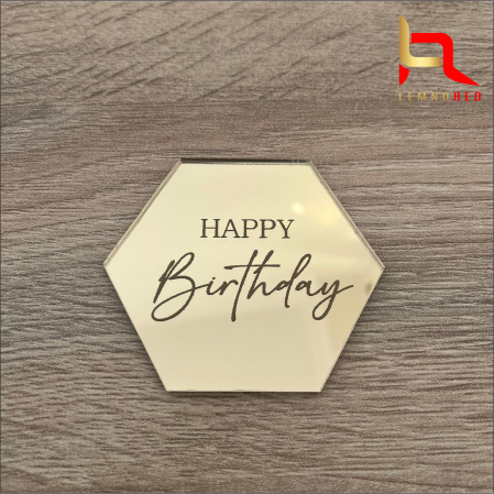 Toppere si ornamente tort - Mini topper hexagon "Happy Birthday"