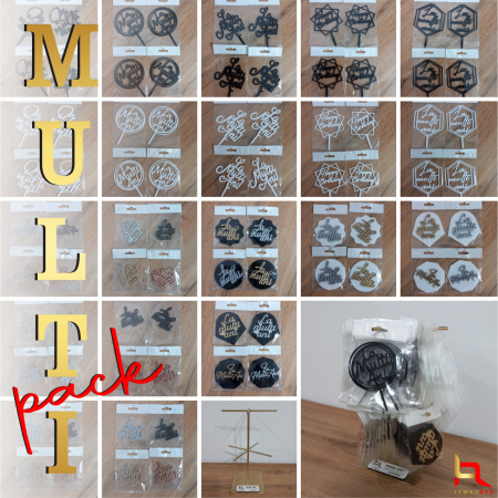 Toppere aniversari - MULTIpack - 80 toppere plexiglas + suport metalic CADOU