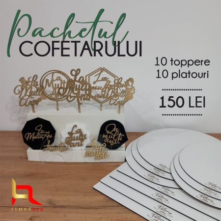 Suporturi si platouri - Pachetul cofetarului (10 suporturi si 10 toppere pentru tort)