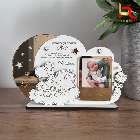 Rama foto personalizata cu mesaj de multumire pentru nasii de botez – Cadou emotional din partea finutului [0]