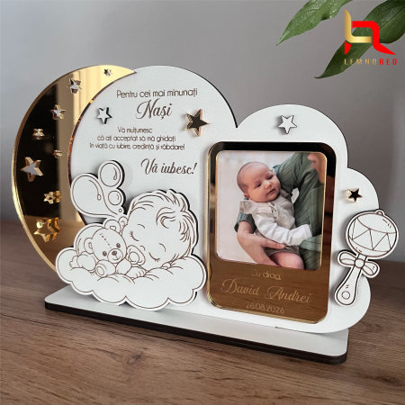 Rama foto personalizata cu mesaj de multumire pentru nasii de botez – Cadou emotional din partea finutului [1]