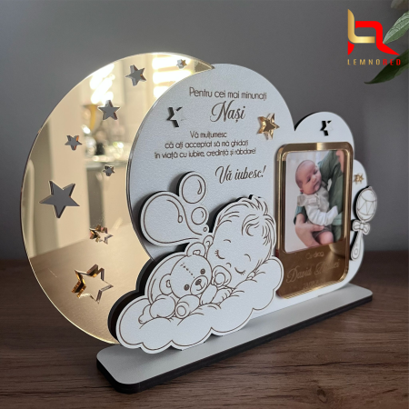 Rama foto personalizata cu mesaj de multumire pentru nasii de botez – Cadou emotional din partea finutului [2]