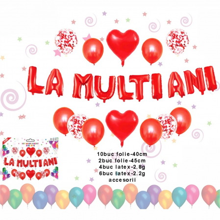 Aranjamente baloane - Set aranjament baloane rosii LA MULTI ANI (063607)