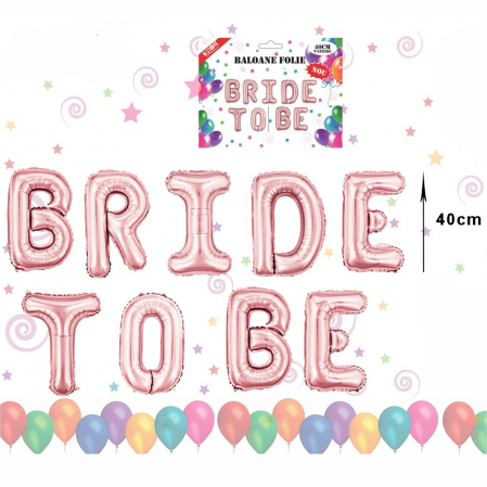 Aranjamente baloane - Set baloane folie BRIDE TO BE ROSE (045580)