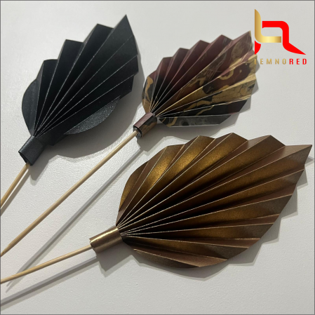 Set de 3 Evantaie Decorative pentru tort - Frunze de Palmier – maro, negru și combinat [1]