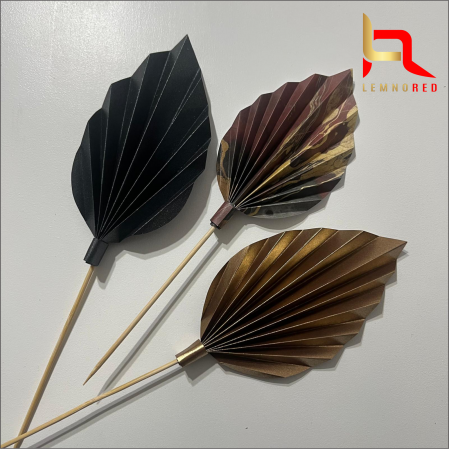 Evantaie/frunze - Set de 3 Evantaie Decorative pentru tort - Frunze de Palmier – maro, negru și combinat