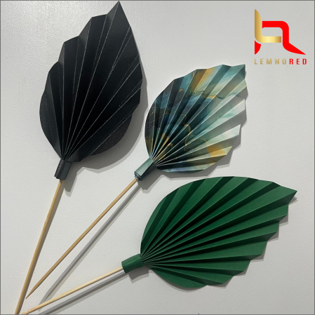Decoruri tort - Set de 3 Evantaie Decorative pentru tort - Frunze de Palmier – negru, verde și combinat