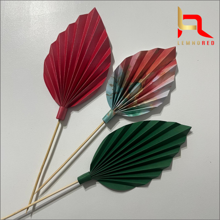 Evantaie/frunze - Set de 3 Evantaie Decorative pentru tort - Frunze de Palmier – rosu, verde și combinat