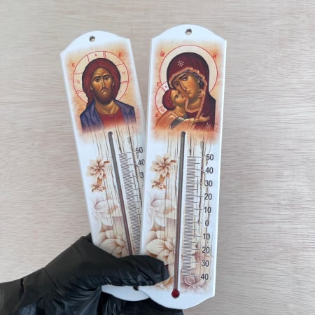 Religioase - Termometru decorativ religios cu Iisus sau Maica Sfanta