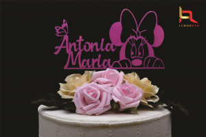 Accesorii botez - Topper Minnie Mouse personalizat cu numele fetitei