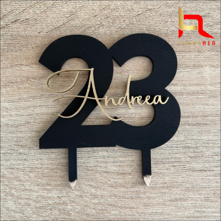 Toppere aniversari - Topper tort CIFRA + nume personalizat