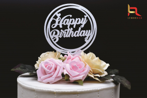 Toppere si ornamente tort - Topper tort Happy Birthday Round