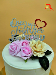 Toppere si ornamente tort - Topper Tort One year together Fam.Rosu