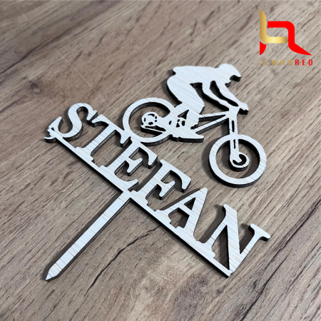 Topper tort personalizat nume si biciclist – decor aniversar [1]