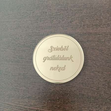 Toppere aniversari - Topper tort "Szívből gratulálunk neked" (oglinda acrilica)
