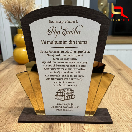 Evenimente speciale - Trofeu personalizat Profesor/Diriginte - Cadou cu Nume, Clasa si Promotia