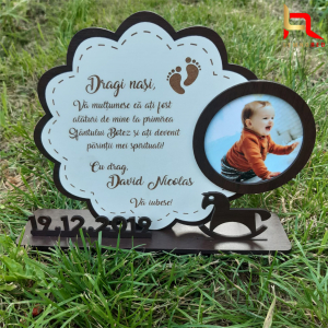 Cutii aranjamente florale - Trofeu personalizat cadou pentru nasii de botez
